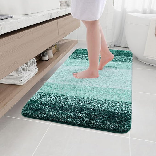 Arotive Microfiber Bathroom Rugs, Shaggy Soft and Absorbent Bath Rug, Non-Slip, Thick Plush Machine Washable Dry Bath Mats for Bathroom, Tub and Shower, 44x32, Dark Green, Rectangular