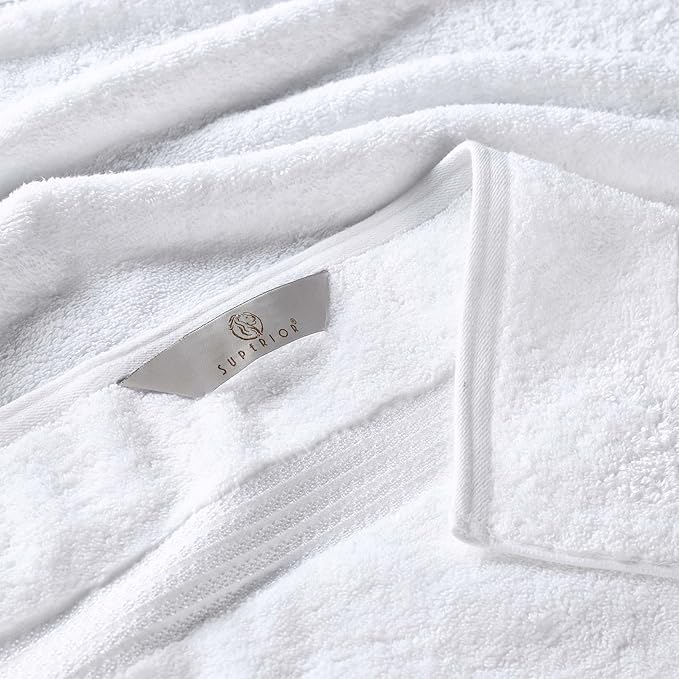 Superior Heritage Egyptian Cotton Bath Towel Set, Large Body Towels for Home Bathroom, Master, Guest Bath Decor, Plush, Absorbent Basics, Spa, Hotel, Resort, Luxury Essentials, Set of 4, White