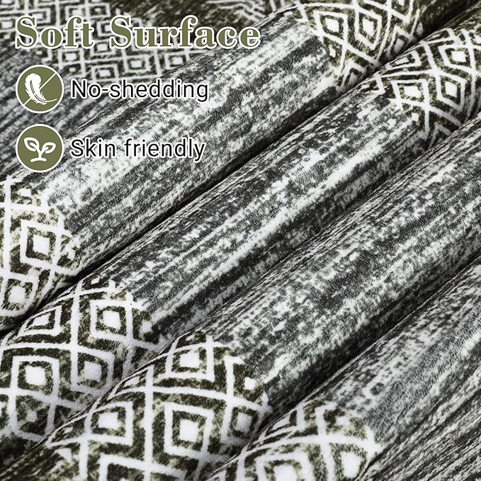 GarveeHome Washable 2.5x10 Kitchen Runner Rug, Easy Clean Geometri Rugs for Hallway Entryway, Indoor Outdoor Non Slip Rug Farmhouse Morden Carpet Door Mat Area Rug for Laundry Room Green