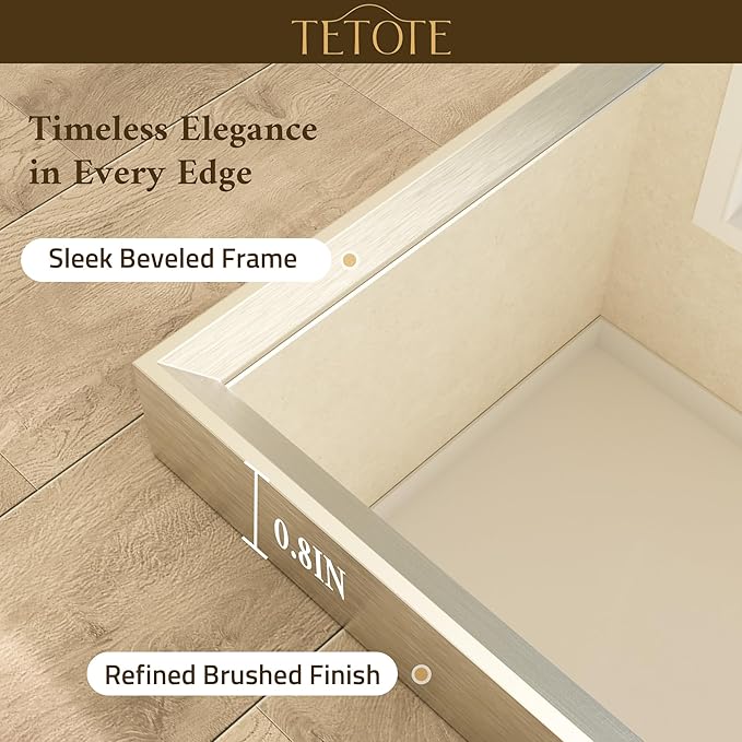 TETOTE Brushed Nickel Bathroom Mirror 48" x 30" Beveled Frame Rectangle Bathroom Vanity Wall Mirror for Over Sink, Tempered Glass, Stronger Frame, Modern Farmhouse Bedroom, Entryway, Living Room