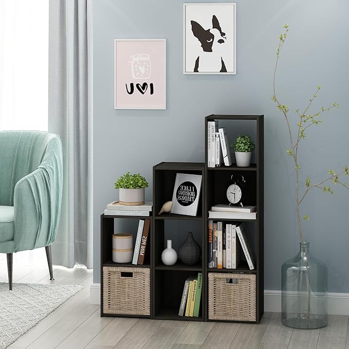 Furinno Pelli Cubic Storage Cabinet, 4x1, Espresso