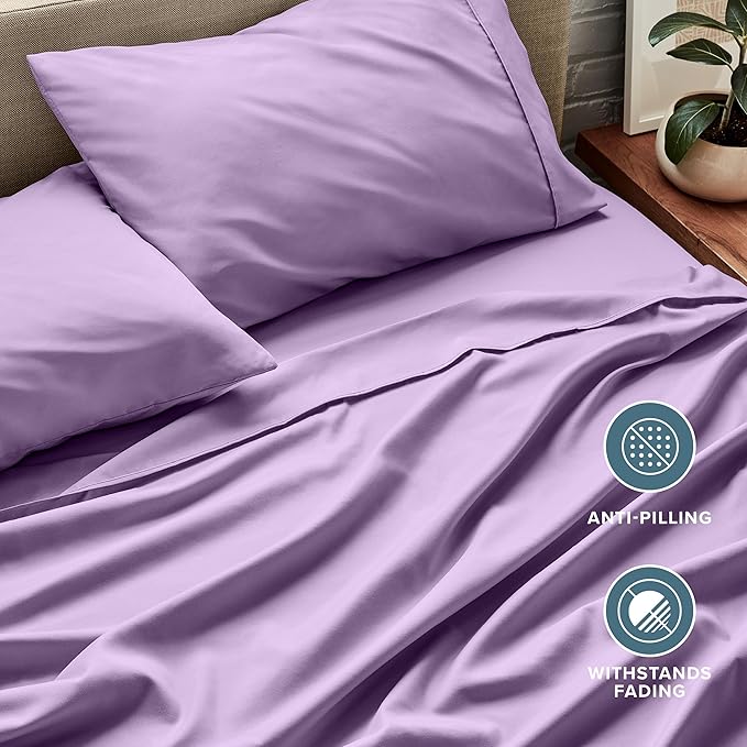 Bare Home Full Sheet Set - 1800 Ultra-Soft Microfiber Full Bed Sheets - Double Brushed - Deep Pockets - Easy Fit - 4 Piece Set - Bedding Sheets & Pillowcases (Full, Lavender)