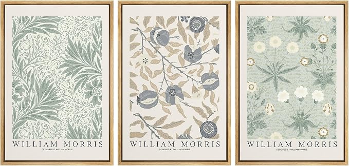 wall26 Framed Canvas Print Wall Art Set William Morris Flower Market Exhibition Poster Nature Wilderness Illustrations Modern Art Decorative Floral Botanical Minimal for Bedroom - 24"x36"x3 Natural