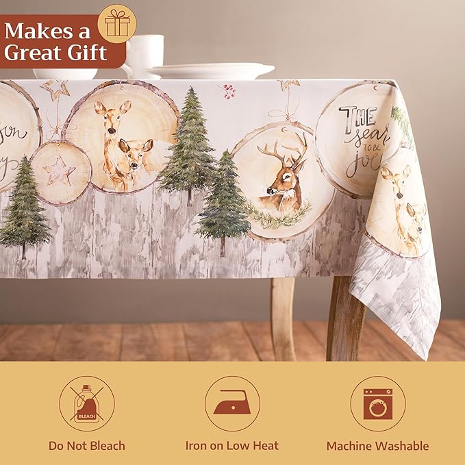 Maison d' Hermine Table Cloth Rectangle Table 100% Cotton 54 x 72 Inches Fall Tablecloth Reusable Everyday Use for Thanksgiving Christmas Decorations Dining Farmhouse Party (Mountain Life)