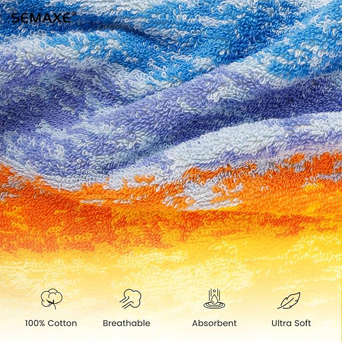 SEMAXE 12 Pack Hand Towels for Bathroom, 100% Cotton Towels with Hanging Loops, Soft & Highly Absorbent, Hand Towel Set for Gym, Shower, Hotel, Spa and Kitchen, Colorful Towel - Wheat Field Collection