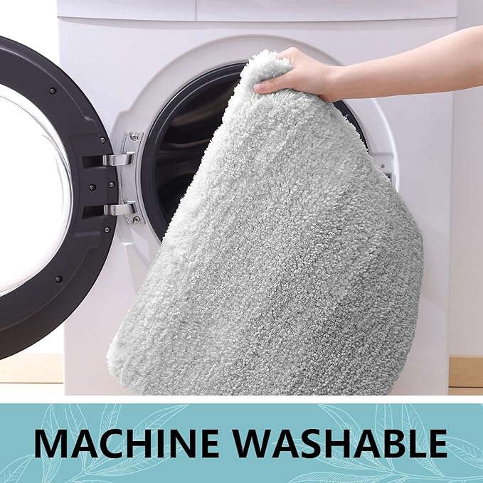Arotive Microfiber Bathroom Rugs, Shaggy Soft and Absorbent Bath Rug, Non-Slip, Thick Plush Machine Washable Dry Bath Mats for Bathroom, Tub and Shower, 24x16, Light Grey, Rectangular