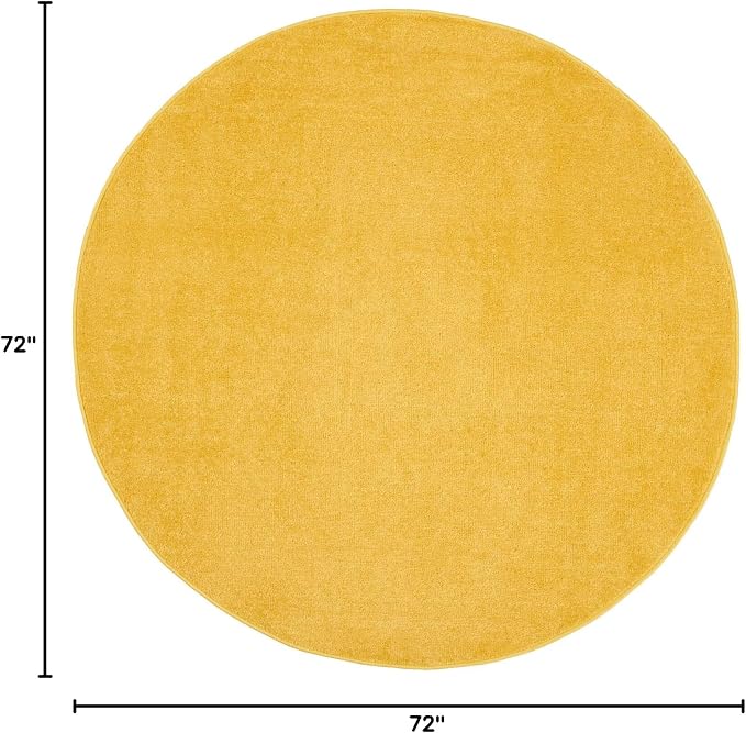 Nourison Home Nourison Essentials Yellow 6' x Round Area Rug - Easy Clean, Non Shedding, Bed Room, Living Room, Dining Room, Kitchen (6' x Round)