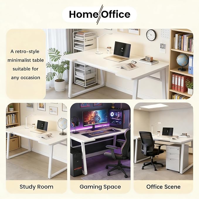 Computer Desk 39.4 Inch Small Office Desk with Wood Top and Metal Frame, Study Writing Desk for Home, Bedroom, Gaming, U-Shaped Leg Design, Modern Simple