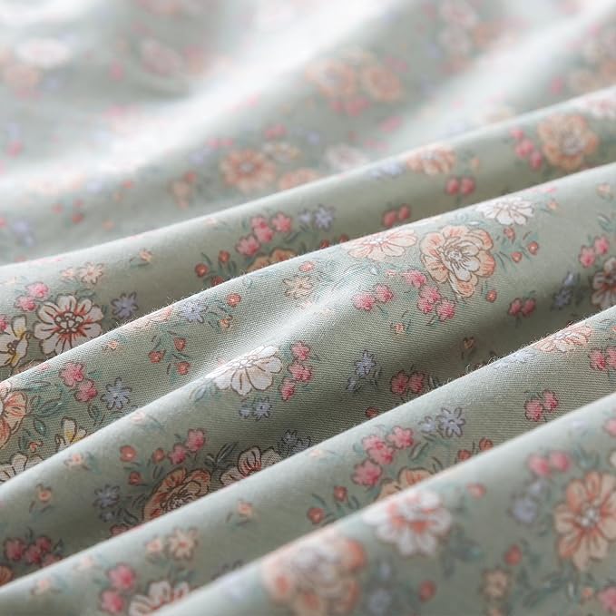 HoneiLife Wildflower Duvet Cover Queen - 100% Cotton Comforter Cover Sets, Floral Duvet Cover Sets,Botanical Bedlinen Set with Zipper Closure & Corner Ties, Vitality