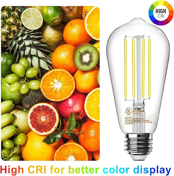 TJOY 10 Pack E26 Base Vintage LED Edison Light Bulbs, 60W Equivalent Dimmable, 4000K Natural White, 8W ST58 LED Filament Bulbs, 800Lumens, CRI80+, Antique Glass Style for Home, Bedroom, Farmhouse