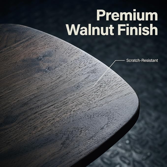 24" Square Tulip Dining Table for 2-4, Small Dining Table with Black Pedestal Base, Dark Walnut Top, Modern Kitchen Table, Bistro Cafe Table for Apartment Small Space Living Room