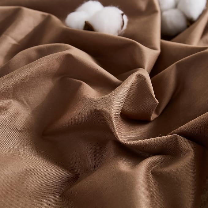 100% Washed Cotton Duvet Cover King Size – Brown, Linen-Like Texture, Super Soft & Breathable Bedding Set, 3-Piece Durable Percale Comforter Cover