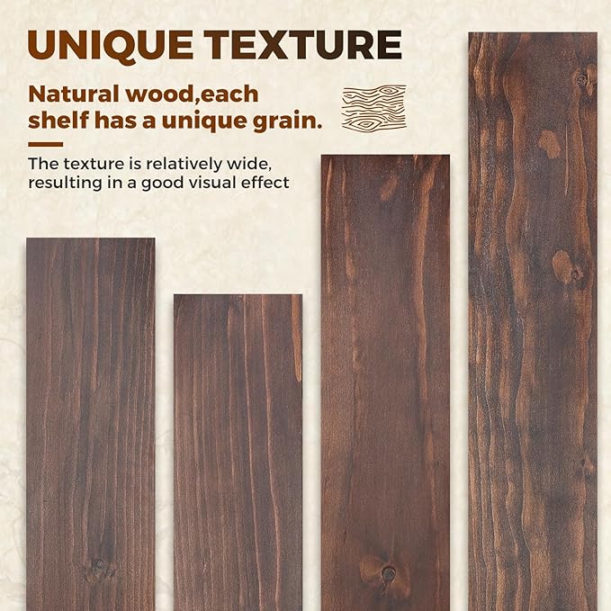 Floating Wall Shelf 16x6.8x1.7 Inch – Solid Wood Shelf in Walnut Finish – Wall Mounted Rustic Display Organizer for Bathroom, Kitchen, Bedroom, Small Spaces – Set of 3