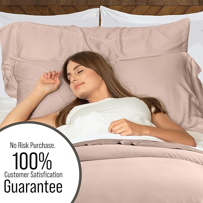 Bella Coterie Luxury Bamboo Viscose California King Size Duvet Cover Set | 100% Organically Grown | Corner Ties | Ultra Soft | Cooling | Two Pillow Shams | 106 x 94 | No Insert [Dusty Rose]