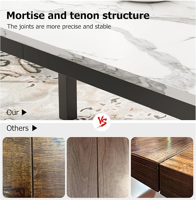 IDEALHOUSE 79 Inch Industrial Dining Table for 4-6 Person Rectangle Kitchen Table with Metal Legs,Round Corners, Writing Desk, for Modern Farmhouse, for Kitchen, Dining Room,Quick Assembly,Wood