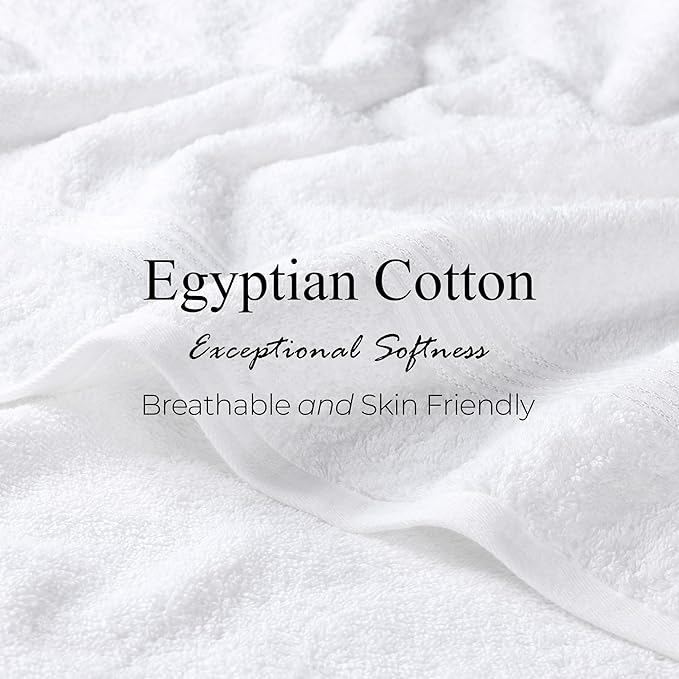 Superior Heritage Egyptian Cotton 3 Piece Towel Set, Assorted Absorbent Towels for Bathroom, Guest Bath, Luxury Home Decor Essentials, Includes 1 Bath, 1 Hand, 1 Face Towel/Washcloth, White