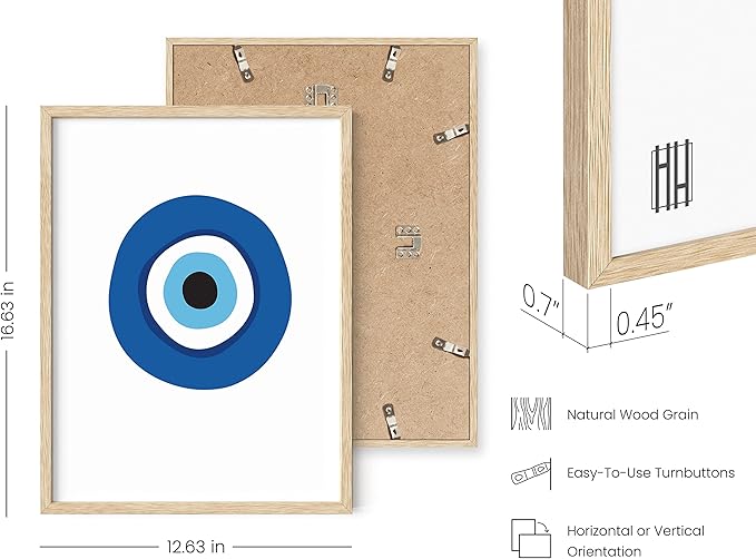 Haus and Hues Evil Eye Decor - Navy Blue Wall Art, Evil Eye Wall Decor, Mykonos Artwork, Evil Eyes Print, Big Eyes Painting Prints, Evil Eye Posters For Wall Art Aesthetic (12x16, Framed Beige)