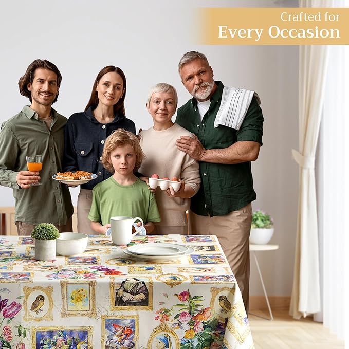 Maison d' Hermine Table Cloth Rectangle Table 100% Cotton 60 x 90 Inches Tablecloth Reusable Decorative for Dining Room Farmhouse Home Valentines Day Decorations Spring Summer - Masterpiece