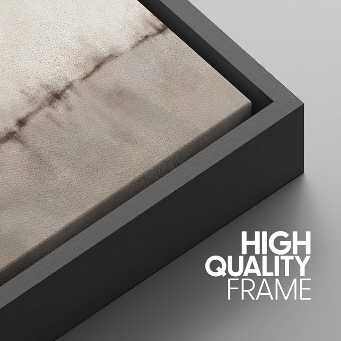 SIGNWIN Framed Canvas Print Wall Art Set Grunge Brown Gray Pastel Landscape Shapes Abstract Illustrations Modern Art Decorative Nordic Chic Calm for Living Room, Bedroom, Office - 24"x36"x3 Black