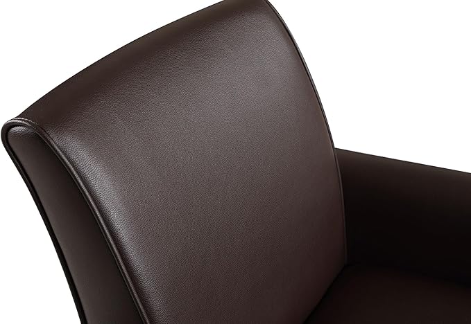 Pu Leather Accent Chair Set of 2, Overstuffed Mid Century Modern Living Room Chairs Upholstered Comfortable Reading Chair Fake Leather Armchair for Bedroom, Office -Brown