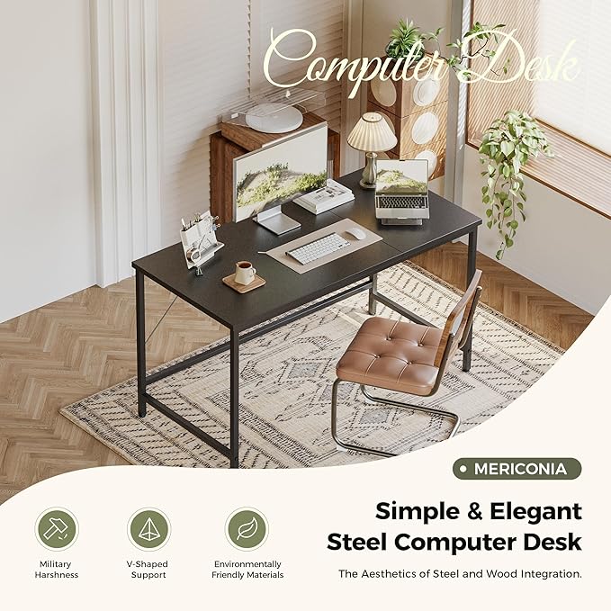 Mericonia 48 inch Computer Desk, Gaming Desk for Small Spaces, Modern Simple Style Table for Home Office, Study Student Writing Table