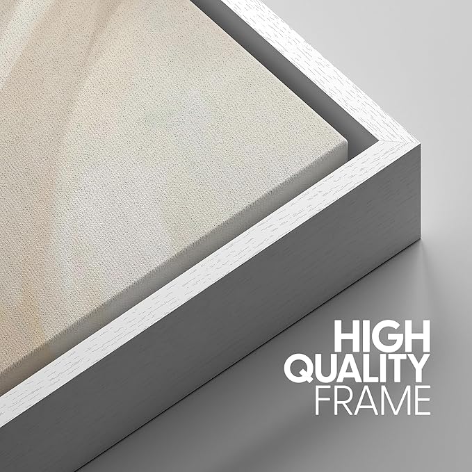 SIGNWIN Framed Canvas Print Wall Art Set Abstract Beige Flow Neutral Brushstroke Illustrations Modern Art Decorative Boho Relax/Zen Nordic for Living Room, Bedroom, Office - 24"x36"x3 White
