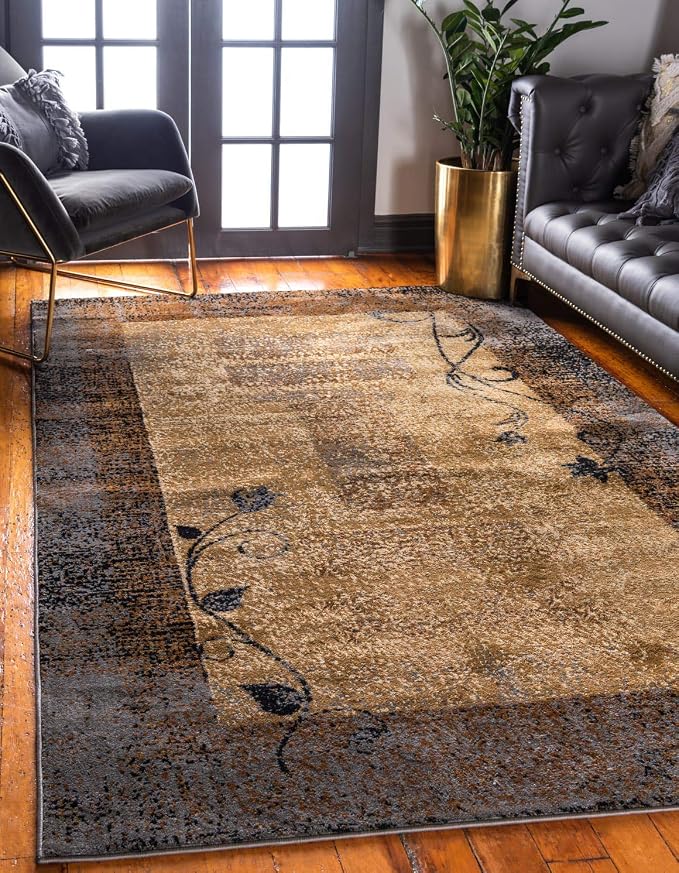 Unique Loom Barista Collection Area Rug - Excelsa (4' 1" x 6' 1" Rectangle, Beige/ Brown)