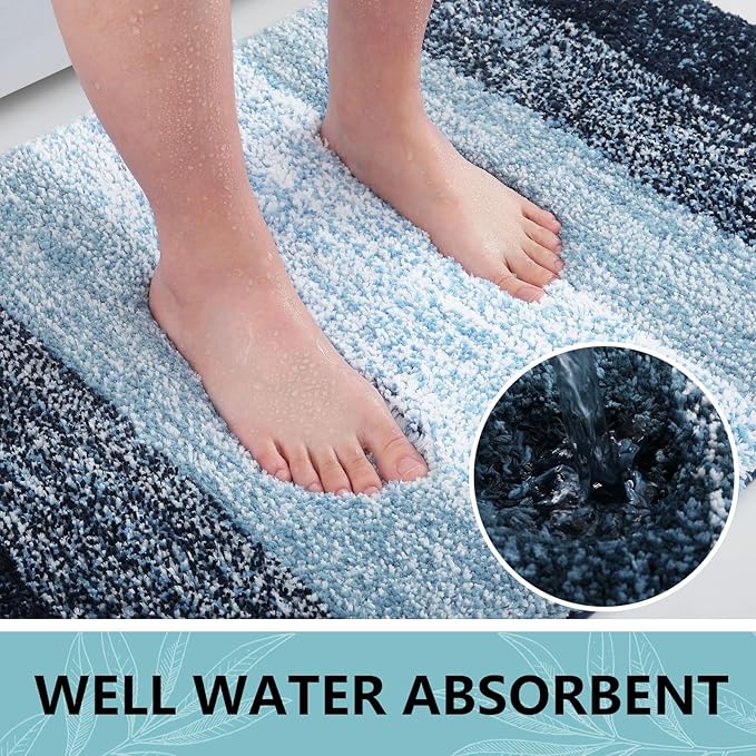 Arotive Microfiber Bathroom Rugs, Shaggy Soft and Absorbent Bath Rug, Non-Slip, Thick Plush Machine Washable Dry Bath Mats for Bathroom, Tub and Shower, 30x17, Dark Blue, Rectangular