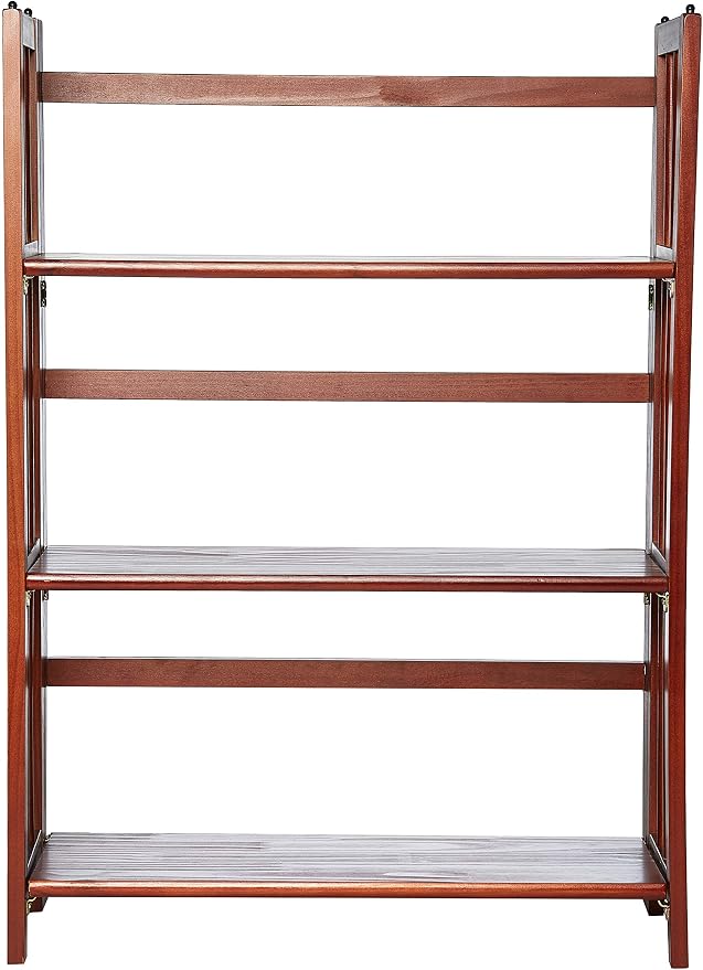 Casual Home 3-Shelf Folding Stackable Bookcase (27.5" Wide)-Mahagony