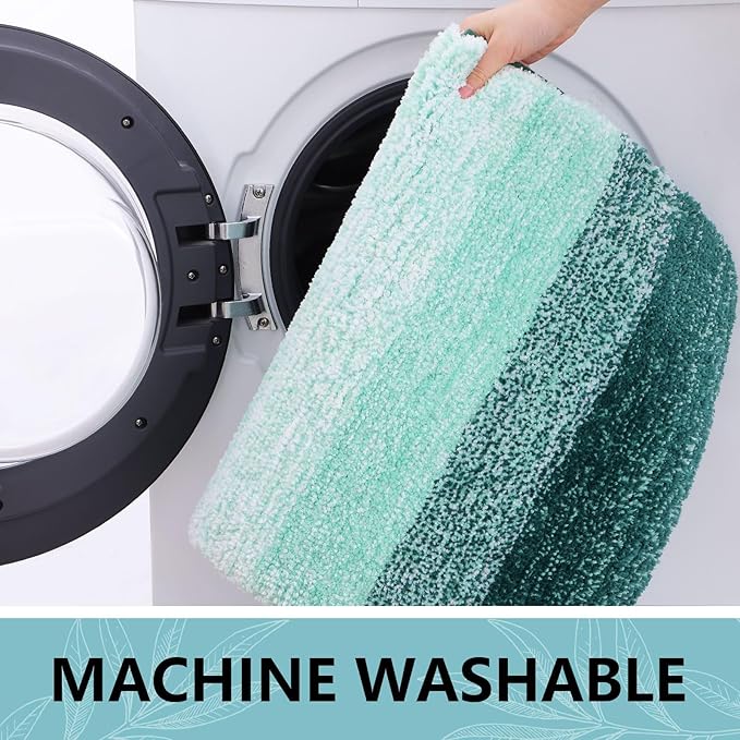 Arotive Microfiber Bathroom Rugs, Shaggy Soft and Absorbent Bath Rug, Non-Slip, Thick Plush Machine Washable Dry Bath Mats for Bathroom, Tub and Shower, 24x16, Dark Green, Rectangular