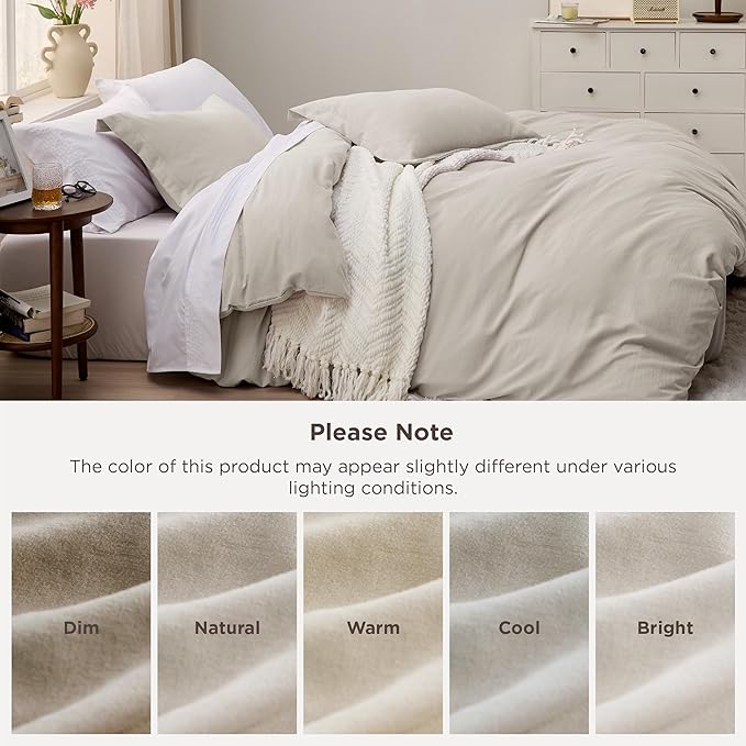 Bedsure Super Queen Duvet Cover - 3 Pieces Prewashed Cotton-Like Polyester Extra Soft Bedding Set, Includes 1 Duvet Cover 98x90 Inches with Zipper Closure & 2 Pillow Shams, Linen, No Comforter
