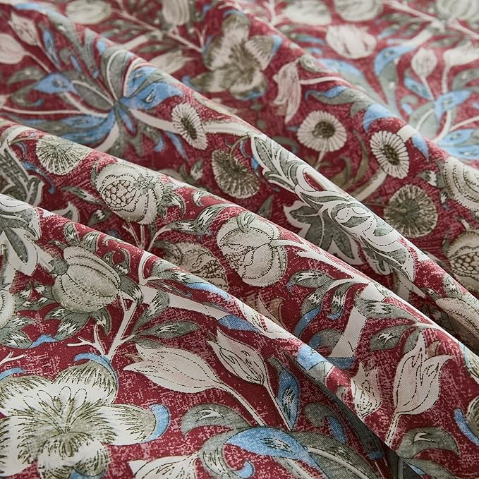 Cozeline 100% Cotton Duvet Cover Queen Size, Red Paisley Print Bedding Set with Zipper Closure, 3 Pcs Breathable and Luxury Duvet Cover for All Season