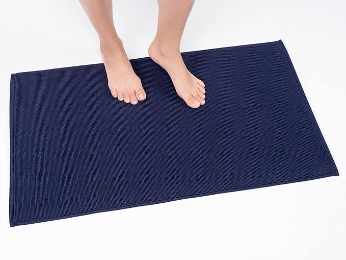 Cotton Paradise 100% Cotton Turkish Bathmat Rug, Soft Absorbent Quick Dry Non Slip, 20x34 Bathmat Rug, Navy Blue