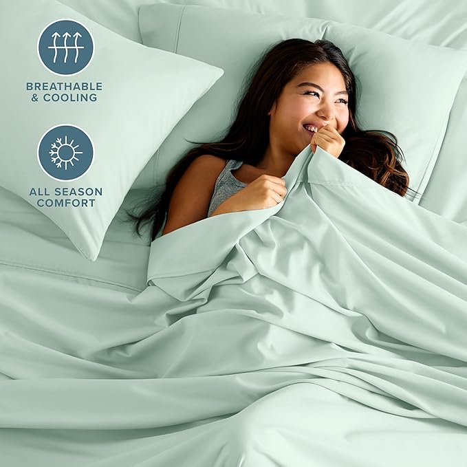 Bare Home King Sheet Set - 1800 Ultra-Soft Microfiber King Bed Sheets - Double Brushed - Deep Pockets - Easy Fit - 4 Piece Set - Bedding Sheets & Pillowcases (King, Spring Mint)