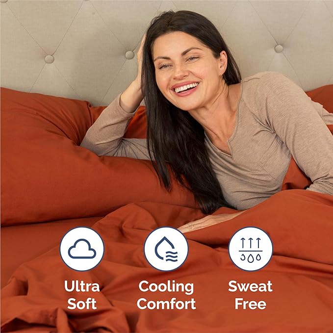 Split King Size 5 Piece Sheet Set - Comfy Breathable & Cooling Sheets - Hotel Luxury Bed Sheets for Women & Men - Deep Pockets, Easy-Fit, Soft & Wrinkle Free Sheets - Terracotta Oeko-Tex Bed Sheets
