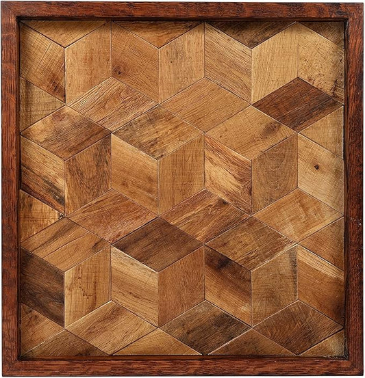 CONSDAN Wood Wall Decor | USA Grown Hardwood, Rustic Wooden Wall Art, Home Decorations for Living Room and Bedroom Aesthetic, Framed and Ready to Hang, Hexagon, 18" x 18"