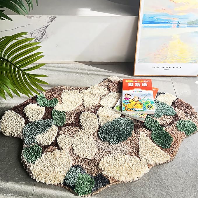 Bath Mat for Bathroom Cute Moss Decor Rug Non Slip Shaggy Bedroom Decor Home Entryway Door Mat 35.4''x23.6''