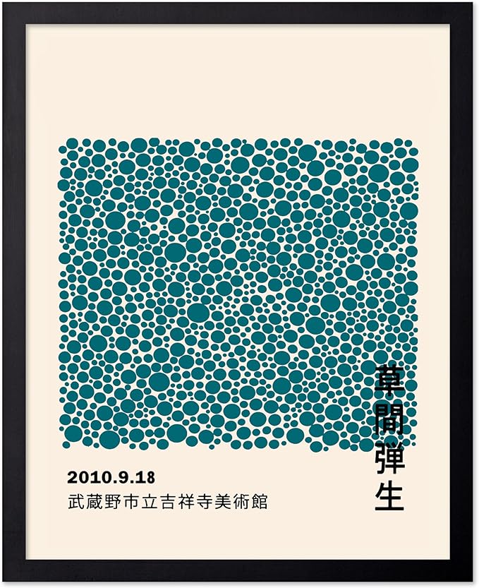 Poster Master Vintage Poster - Retro Pop Art Print - Gift for Artist, Friend - Infinity Dots, Japanese, Polka, Modern, Abstract - Wall Decor for Home, Office, 11x14 Black Framed