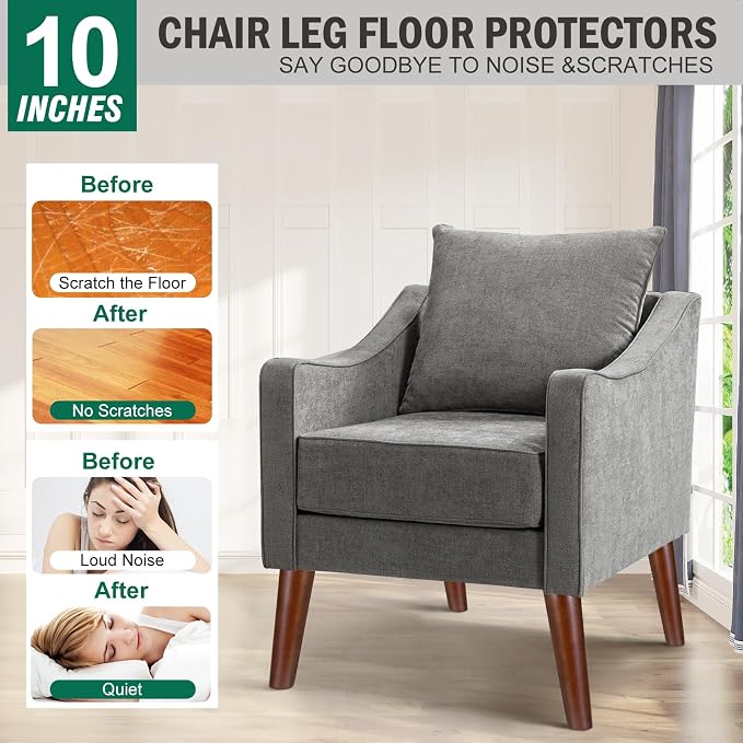 FoDau770 Brown Rubber Wood Furniture Legs 10 Inches, 5/16" UNC Slant Tapered Wood Feet Mid Century Sofa Legs, Wooden Furniture Feet Replacement Parts for Cabinet Couch Dresser Chair Ottoman Table