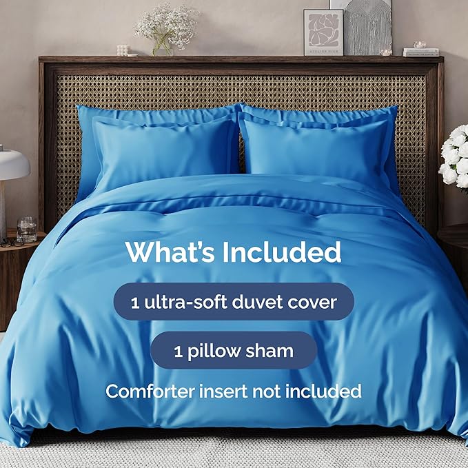 Duvet Cover Twin/Twin XL Size - Extra Soft Twin/Twin XL Size Duvet Cover - Breathable, Easy Care and Fade Free with Zipper Closures & Ties - 68" x 90" Inches - (Royal Blue) Comforter Not Included