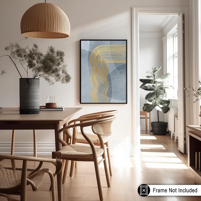 Poster Master Golden Lines Poster - Graphical Illustration Print - Abstract Design - Mid Century Modern Artwork - Visual Art - Chic Boho Artwork - Bedroom Decor - 16x20 UNFRAMED wall decor