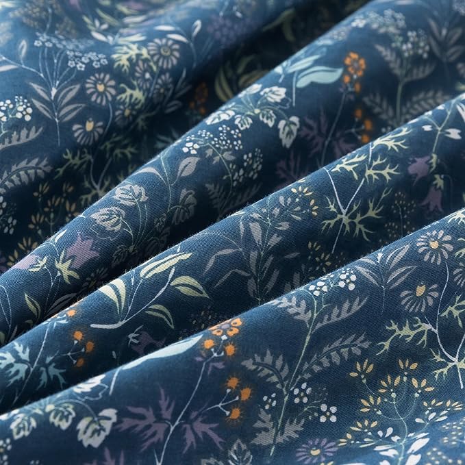 HoneiLife King Duvet Cover Set - 100% Cotton Comforter Cover, Floral Bedlinen Set with Zipper Closure & Corner Ties, 3-pcs(1Duvet Cover+2 Pillow Case)-Herbs