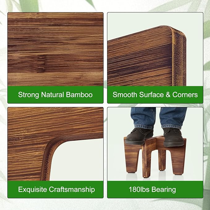 Plant Stands Indoor Outdoor, Plant Risers for Inside Pots Sturdy Short Plants Holder, Flower Pot Stand for Indoor Plants, Small Single Floor Plant Bamboo Display Stand (Natural 12“ (2 pack))