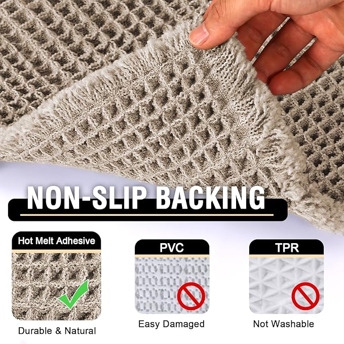 H.VERSAILTEX Waffle Bath Mat Super Absorbent Bathroom Mats Non Slip Bath Rugs Machine Washable Dry Fast Bathroom Rugs for Beside Tub, 24" x 60", Irish Cream