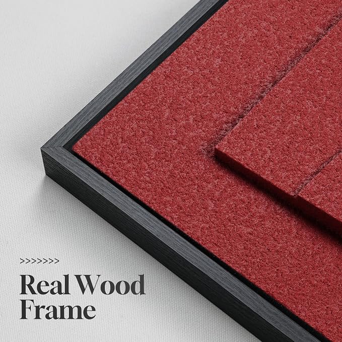 Framed 3D Abstract Wall Art, Modern Minimalist Geometric Textured Paintings Artwork for Walls, Red Terracotta Pictures for Living Room, Bedroom, Dining Room, Hallway Wall Decor 24x36 In