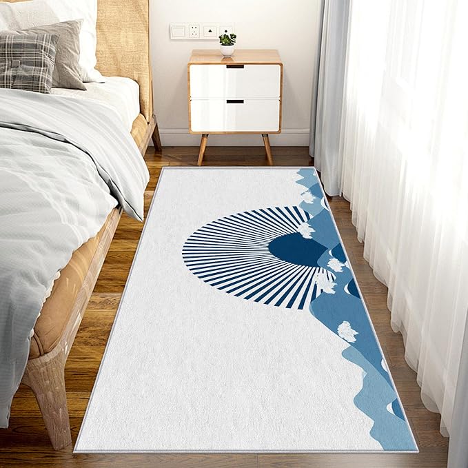 Boho Sunshine Runner Rug 4x10, Japanese Landscape Design, Modern Coastal Area Rug, Washable Non-Slip Floor Carpet Runner for Bedroom, Dining Room, Living Room Aisle