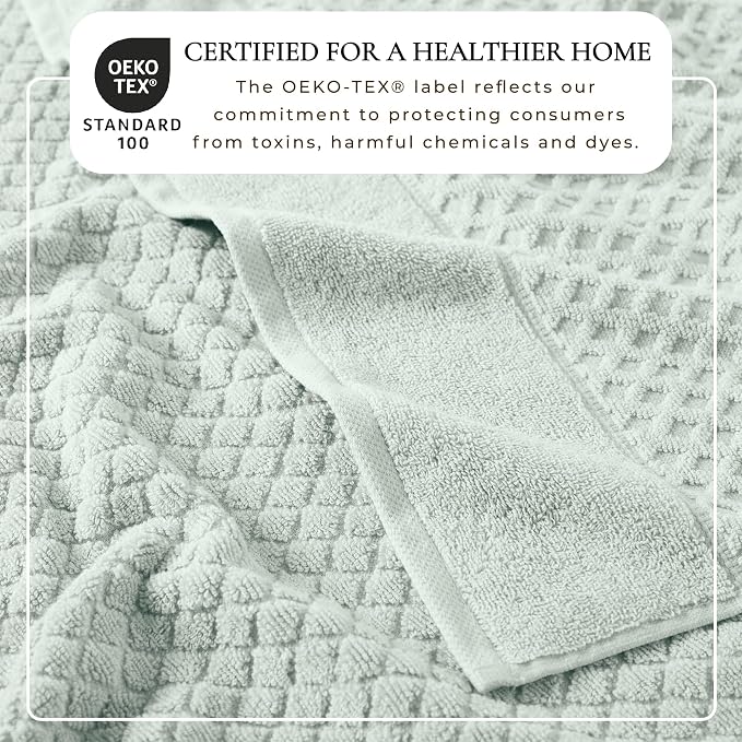 Great Bay Home Hand Towels - 100% Cotton 6 Pack 26x16 Hand Towel Set - Absorbent, Durable, Quick-Dry Towels for Bathroom (Pastel Blue)