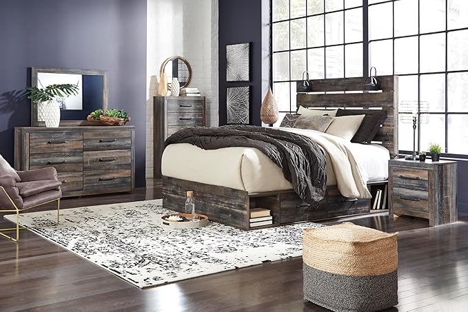 Signature Design by Ashley Drystan 6 Drawer Dresser, Large-scale Hardware, Smooth-gliding Drawers, Wood, 58.7" W x 15.31" D x 36.46" H, Weatherworn Brown