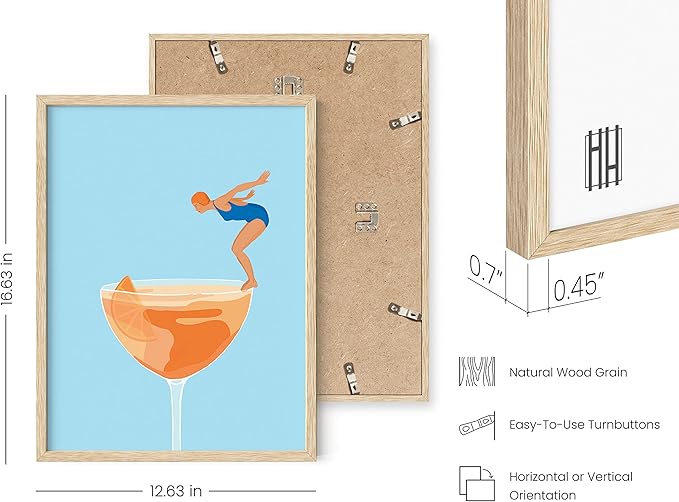 HAUS AND HUES Preppy Bar Wall Decor - Blue and Orange Bar Cart Decor, Colorful Bar Wall Art Print, Vintage Cocktail Poster, Alcohol Art Decorations Aperol Spritz (Beige Frame, 12x16)