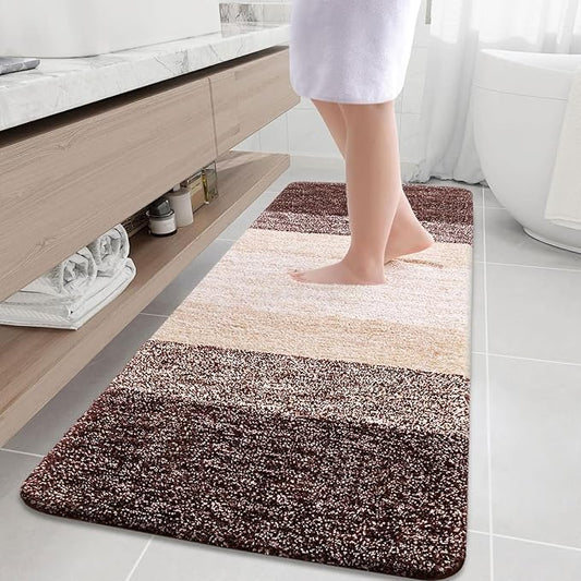 Arotive Microfiber Bathroom Rugs, Shaggy Soft and Absorbent Bath Rug, Non-Slip, Thick Plush Machine Washable Dry Bath Mats for Bathroom, Tub and Shower, 59x35, Brown, Rectangular